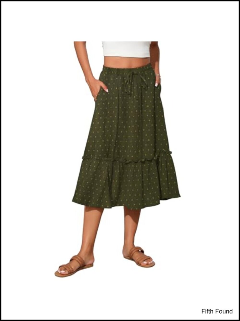 Womens High Waist Tiered Midi Skirt Flowy A-Line with Pockets